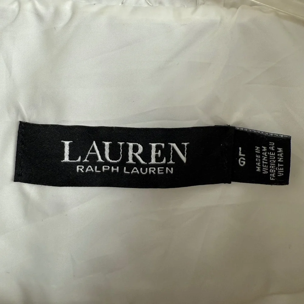 Lauren Ralph Lauren Quilted Vest Womens‎ White Snap Front RL Crest Logo Sz L - Picture 4 of 9